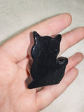 Black Obsidian Cat Carving – 40g