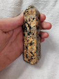 Peach Feldspar Tower with Dark Mineral and Quartz Inclusions - Tower #93
