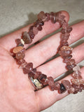 Natural Strawberry Quartz Chipstone Stretch Bracelet Crystal Healing Gemstone