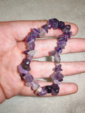 Natural Amethyst Chipstone Stretch Bracelet Crystal Healing Purple Gemstone