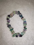 Natural Rainbow Fluorite Chipstone Stretch Bracelet | Green & Purple Crystal Bracelet