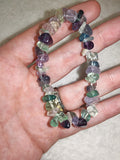 Natural Rainbow Fluorite Chipstone Stretch Bracelet | Green & Purple Crystal Bracelet