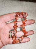 Natural Carnelian Chipstone Stretch Bracelet | Genuine Orange Chalcedony Crystal Bracelet