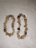 Natural Golden Rutilated Quartz Chipstone Stretch Bracelet | Genuine Rutile Quartz Crystal Bracelet