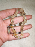 Natural Golden Rutilated Quartz Chipstone Stretch Bracelet | Genuine Rutile Quartz Crystal Bracelet