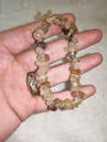 Natural Golden Rutilated Quartz Chipstone Stretch Bracelet | Genuine Rutile Quartz Crystal Bracelet