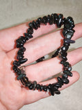 Natural Rainbow (Black) Obsidian Chipstone Stretch Bracelet | Genuine Polished Crystal Bracelet