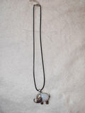Opalite Elephant Pendant Necklace | Black Cord | Crystal Elephant Charm | #1