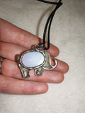 Opalite Elephant Pendant Necklace | Black Cord | Crystal Elephant Charm | #1