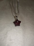 Red Gemstone Star Pendant Necklace on Silver Tone Snake Chain | #4