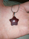 Red Gemstone Star Pendant Necklace on Silver Tone Snake Chain | #4