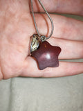 Red Gemstone Star Pendant Necklace on Silver Tone Snake Chain | #4