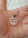 Clear Quartz Heart Pendant Necklace on Silver Tone Chain | Natural Crystal Jewellery | #6