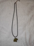 Unakite Bear Pendant Necklace on Black Cord | Natural Gemstone Animal Carving | Crystal Jewellery | #7