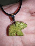 Unakite Bear Pendant Necklace on Black Cord | Natural Gemstone Animal Carving | Crystal Jewellery | #7