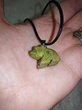 Unakite Bear Pendant Necklace on Black Cord | Natural Gemstone Animal Carving | Crystal Jewellery | #7