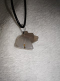 Grey Agate Bear Pendant Necklace on Black Cord | Natural Banded Agate Animal Carving | Crystal Jewellery | #8