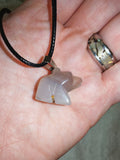 Grey Agate Bear Pendant Necklace on Black Cord | Natural Banded Agate Animal Carving | Crystal Jewellery | #8