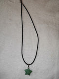Natural Green Aventurine Star Pendant Necklace | Polished Gemstone Star Charm | Black Cord Necklace | #9