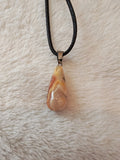 Natural Crazy Lace Agate Teardrop Pendant Necklace | Polished Gemstone Pendant on Black Cord Necklace | #11