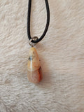 Natural Crazy Lace Agate Teardrop Pendant Necklace | Polished Gemstone Pendant on Black Cord Necklace | #11