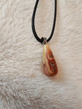 Natural Crazy Lace Agate Teardrop Pendant Necklace | Polished Gemstone Pendant on Black Cord Necklace | #11