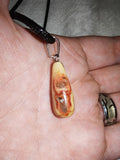 Natural Crazy Lace Agate Teardrop Pendant Necklace | Polished Gemstone Pendant on Black Cord Necklace | #11