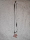 Natural Rose Quartz Bear Pendant Necklace | Polished Gemstone Bear Pendant on Black Cord Necklace | #12