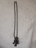 Natural Amethyst Owl Pendant Necklace | Silver Tone Owl Gemstone Pendant on Black Cord Necklace | #17