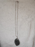 Natural Labradorite Freeform Pendant Necklace | Flashing Polished Gemstone Pendant on Silver Tone Snake Chain | #18