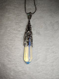 Opalite Crystal Point Pendant Necklace | Polished Opalite Gemstone Point on Silver Tone Snake Chain | #20