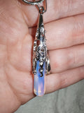 Opalite Crystal Point Pendant Necklace | Polished Opalite Gemstone Point on Silver Tone Snake Chain | #20