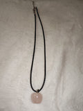 Rose Quartz Apple Pendant Necklace | Polished Crystal Apple on Black Cord Necklace | #21