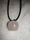 Rose Quartz Apple Pendant Necklace | Polished Crystal Apple on Black Cord Necklace | #21