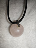 Rose Quartz Apple Pendant Necklace | Polished Crystal Apple on Black Cord Necklace | #21