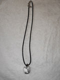 Howlite Apple Pendant Necklace | Polished White Gemstone Apple on Black Cord | #23