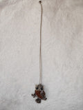 Goldstone Owl Pendant Necklace | Sparkling Brown Goldstone Owl on Silver Tone Chain | #25