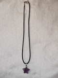 Amethyst Star Pendant Necklace | Polished Gemstone Star on Black Cord | #26
