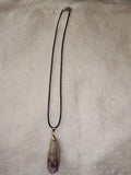 Chevron Amethyst Point Pendant Necklace | Natural Dream Amethyst Crystal on Black Cord | #28
