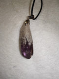 Chevron Amethyst Point Pendant Necklace | Natural Dream Amethyst Crystal on Black Cord | #28