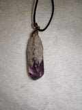 Chevron Amethyst Point Pendant Necklace | Natural Dream Amethyst Crystal on Black Cord | #28