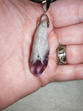 Chevron Amethyst Point Pendant Necklace | Natural Dream Amethyst Crystal on Black Cord | #28