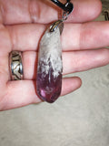 Chevron Amethyst Point Pendant Necklace | Natural Dream Amethyst Crystal on Black Cord | #28