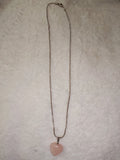 Rose Quartz Heart Pendant Necklace | Natural Crystal Heart on Silver Tone Snake Chain | #30