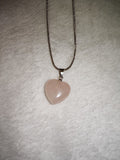 Rose Quartz Heart Pendant Necklace | Natural Crystal Heart on Silver Tone Snake Chain | #30