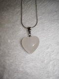 Rose Quartz Heart Pendant Necklace | Natural Crystal Heart on Silver Tone Snake Chain | #31