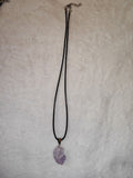 Raw Amethyst Crystal Pendant Necklace | Natural Rough Amethyst on Black Cord | #33