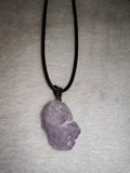 Raw Amethyst Crystal Pendant Necklace | Natural Rough Amethyst on Black Cord | #33
