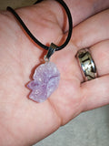 Raw Amethyst Crystal Pendant Necklace | Natural Rough Amethyst on Black Cord | #33