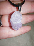 Raw Amethyst Crystal Pendant Necklace | Natural Rough Amethyst on Black Cord | #33